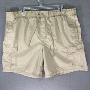 Breakwater Men's Cargo Shorts XL Tan Polyester Drawstring Elastic Waist‎ Pockets